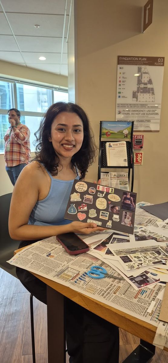 A participant with her finished vision board